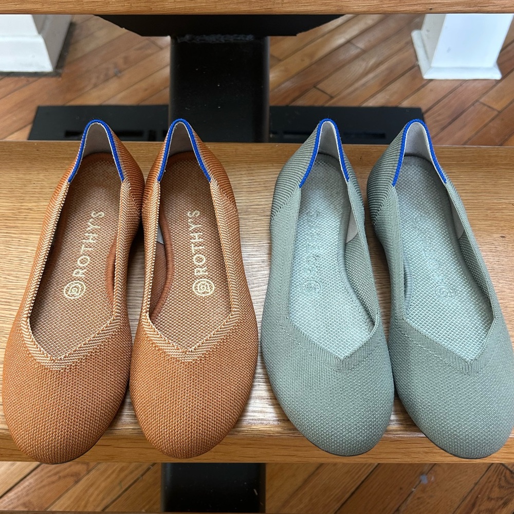Rothy's Women's Flats in Brown and Gray with Blue Accents